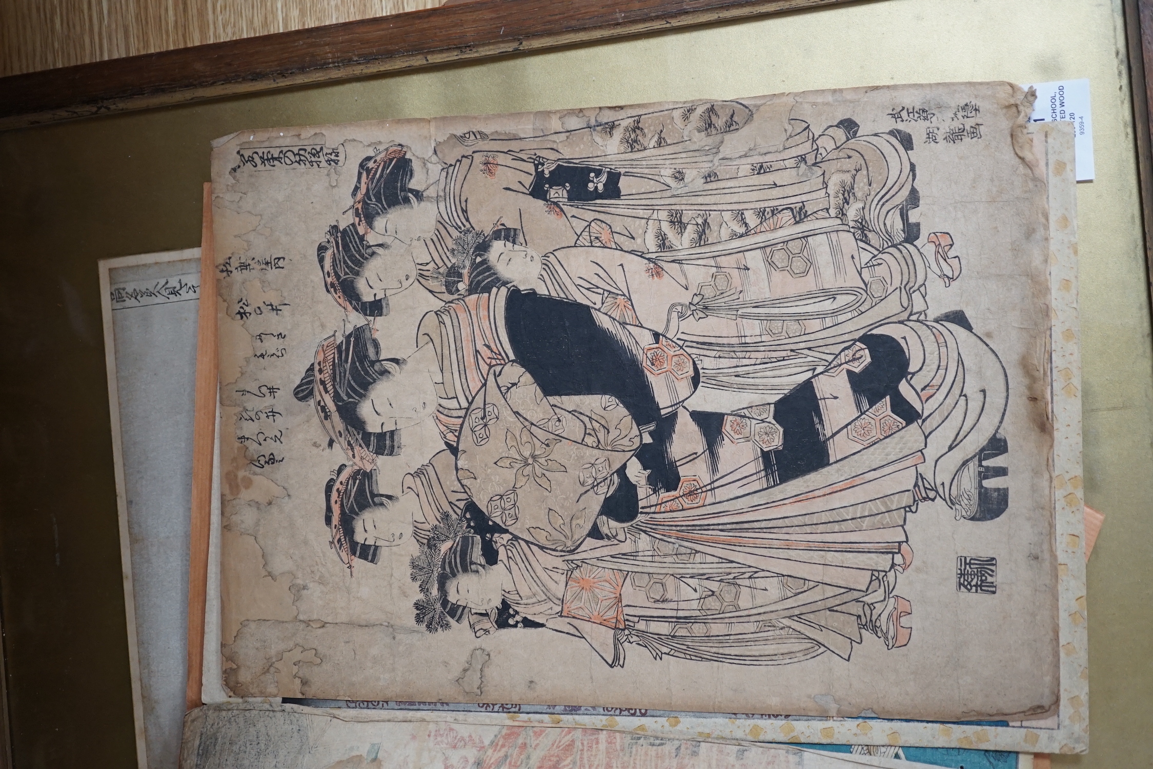 Japanese School, four assorted woodblock prints including Koryusai and Hiroshige, largest 39 x 25cm, four unframed